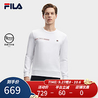 FILA 斐乐男子针织套头衫休闲简约基础圆领卫衣 标准白-WT 170/92A/M