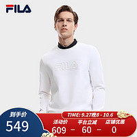 斐乐（FILA） 男子套头卫衣简约圆领商务休闲针织套头衫 标准白-WT 175/96A/L