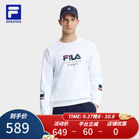 斐乐（FILA） 男子套头卫衣简约网球运动圆领长袖上衣 玉石白-WT 170/92A/M