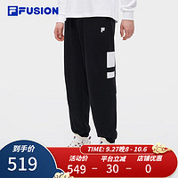 斐乐（FILA） FUSION潮牌男子针织长裤宽松收口运动休闲裤 正黑色-BK 170/80A/M