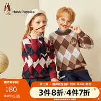 暇步士童装儿童秋装线衣男女童秋季男女大童时尚格子舒适毛衣 勃艮第酒红 130cm