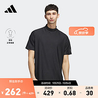 adidas阿迪达斯男装夏季高尔夫运动半高领短袖POLO衫 黑色 A/M