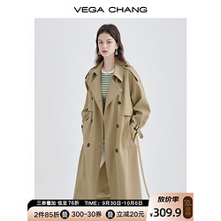 VEGA CHANG 风衣女中长款2023秋新款韩版收腰经典时尚外套ins潮 鹭茶色 M