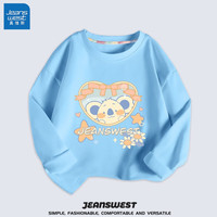 JEANSWEST 真维斯 女童长袖t恤宽松休闲居家打底衫纯棉圆领可爱上衣 蓝 爱心考拉 150cm