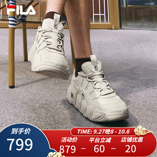 斐乐（FILA） 可颂面包鞋运动鞋男2023冬休闲鞋老爹鞋 燕麦色-OM 44.5