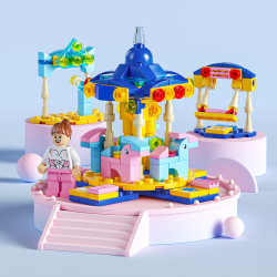 lelebrother乐乐兄弟积木拼装玩具儿童小颗粒迷你街区消防队拼插模型