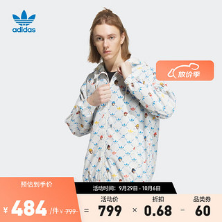 adidas阿迪达斯三叶草男女夏连帽夹克外套IP1790 粉白/鸟羽蓝 A/M