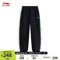 李宁（LI-NING）童装加绒保暖卫裤男小童冬束脚运动裤子YKLT271 黑色-1 100