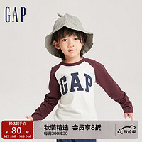 Gap男女幼童秋季2023LOGO纯棉运动长袖T恤784987洋气休闲上衣 白色 90cm(2岁)偏小 选大一码