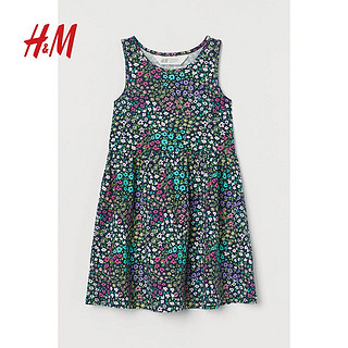 H&M HM童装女童连衣裙夏季甜美印花无袖圆领棉质喇叭裙0870530