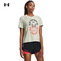 UNDERARMOUR）Run Everywhere女子跑步运动印花短袖T恤1379352 绿色504 S