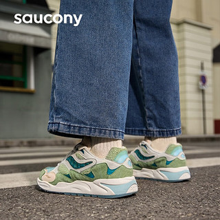 Saucony索康尼GRID SHADOW 2复古休闲鞋男女同款百搭运动鞋通勤鞋踏青鞋 绿白1 42.5 (270mm)