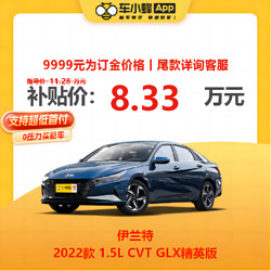HYUNDAI 现代汽车 现代伊兰特 2022款 1.5L CVT GLX精英版 车小蜂新车汽车整车订金