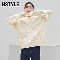 HSTYLE 韩都衣舍 2023秋装新款上衣女时尚慵懒毛衣打底衫温柔圆领针织衫