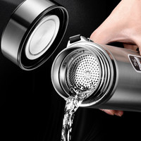 喜客多 高档304不锈钢保温杯男士带提绳水杯大容量便携刻字定制LOGO