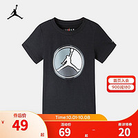 NIKE 耐克 Air Jordan 耐克童装男童短袖T恤夏季儿童针织短T上衣 正黑色 130(7/6X)
