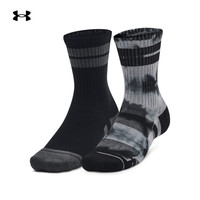 安德玛 UNDERARMOUR)秋冬Performance男女棉质训练运动半腿袜-2双装1379534 黑色001 XL