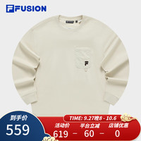 斐乐(FILA) FUSION潮牌男子针织套头衫2023冬时尚纯棉圆领卫衣 灰麦色-BG 165/88A/S