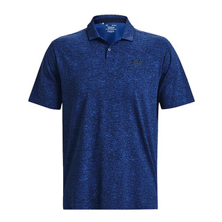 UNDER ARMOUR安德玛 高尔夫服装男士短袖T恤衫 23年夏季运动翻领POLO衫 1377364-471 蓝色 XL