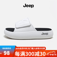 Jeep吉普拖鞋男季室内外穿两用软底防滑踩屎感一字拖 白色 43-44