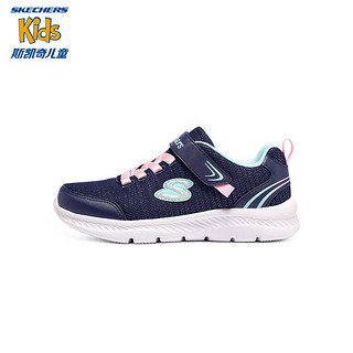 Skechers斯凯奇男女童鞋儿童运动鞋春秋网布软底减震跑步鞋405216L 女童/海军蓝色/粉红色/NVPK 35