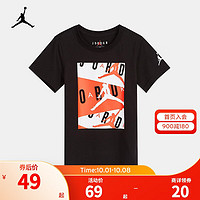 NIKE 耐克 Air Jordan 耐克童装男童短袖T恤夏季新款中大小童上衣 正黑色 120(6)