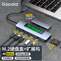 Gopala M.2 NVME&SATA; 双协议 八合一硬盘盒扩展坞 千兆网口+4k60hz+10Gbps传输