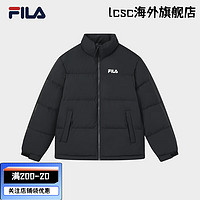 斐乐FILA 款羽绒服2023冬短款宽松保暖加厚外套男女 正黑色-BK 160/84A/XS