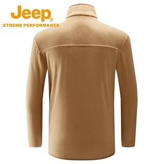 Jeep吉普款男女抓绒衣冬加厚保暖套头衫户外防风外套 云褐色 S（115-135斤）