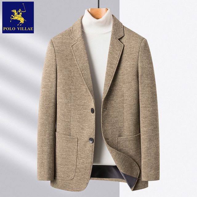 POLO VILLAE 保罗威特 保罗西服外套男2023春秋新款羊毛呢西装休闲男装上衣短款毛呢大衣