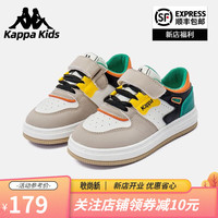 Kappa Kids背靠背卡帕儿童运动鞋男女童春季板鞋季透气运动鞋轻便 米白绿 28码 内长18.5适合脚长17.5