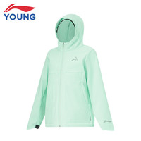 LI-NING 李宁 童装儿童外套女大童综合体能系列反光加绒保暖防泼水运动风衣YFDT160-3水波绿150