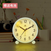 PEARL明珠星创意时钟简约时尚4寸金属夜灯闹钟儿童打铃钟表 4寸红色-白面+电池*1