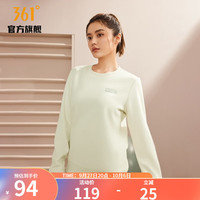 361度运动卫衣女冬套头加绒保暖卫衣常规舒适上衣 奶糖白 L