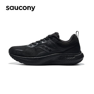 saucony 索康尼 SURGE 2澎湃防泼水跑步鞋男女同款减震透气跑鞋黑色运动鞋 黑色3 41