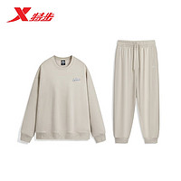 XTEP 特步 跑步运动套装男宽松晨跑速干衣秋冬季 浅亚麻 XL