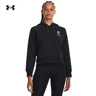 安德玛 UNDERARMOUR）秋冬女子ROSE高克重棉织训练运动连帽卫衣1379834 黑色001 L