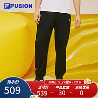 FILA 斐乐 FUSION潮牌男子针织长裤基础时尚纯棉运动裤 正黑色-BK 170/80A/M