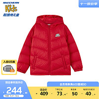 Skechers斯凯奇童装男女童羽绒服冬季保暖防风儿童衣服L422K108 赛车红/001W 110cm