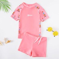 特步（XTEP）特步儿童泳衣宝宝分体平角游泳衣大中小女童C200018 粉花 14# 