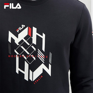 FILA 斐乐男子针织套头衫2023冬休闲基础卫衣 传奇蓝-NV 180/100A/XL