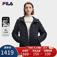 FILA 斐乐 女士轻薄羽绒服基础休闲简约连帽上衣 传奇蓝-NV 170/88A/L