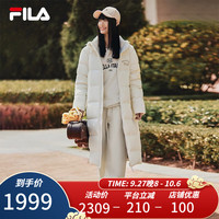 FILA斐乐款羽绒服冬季男女装长款保暖外套加厚上衣 水乳白-IV 170/92A/M