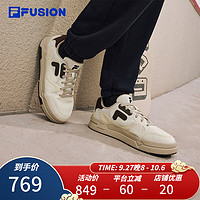 FILA 斐乐 FUSION斐乐潮牌BANK DX男鞋场下滑板鞋2023冬时尚厚底鞋 古白色/奶白-AG 42