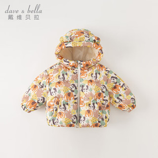 戴维贝拉（DAVE＆BELLA）儿童羽绒服连帽女童上衣白鸭绒男童羽绒衣宝宝衣服2023冬装 熊猫印花 80cm(身高73-80cm)