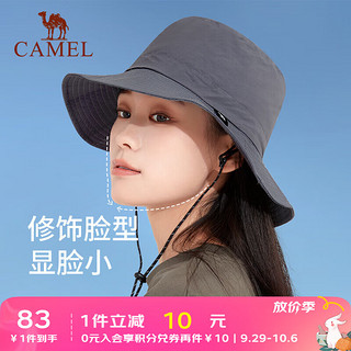 CAMEL 骆驼 户外防晒渔夫帽男女山系速干战术遮阳帽可折叠徒步钓鱼登山帽 133BB00130，深灰