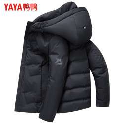 yaya鸭鸭羽绒服鸭鸭冬季羽绒服男短款字母印花无缝热压工艺重磅轻薄