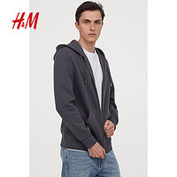 H&M 男士休闲连帽拉链外套 0669091 黑色 175/100