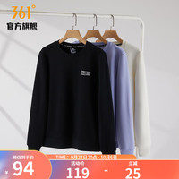 361度运动卫衣女冬套头加绒保暖卫衣常规舒适上衣 超级黑 XS