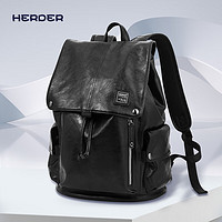 herder 赫登尔 双肩包男时尚旅行背包学生书包电脑包大容量潮流男包0902A黑色